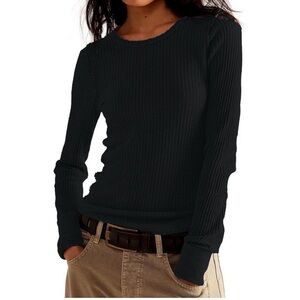 Eddie Bauer Classic Black Long Sleeve Women’s Waffle Thermal
